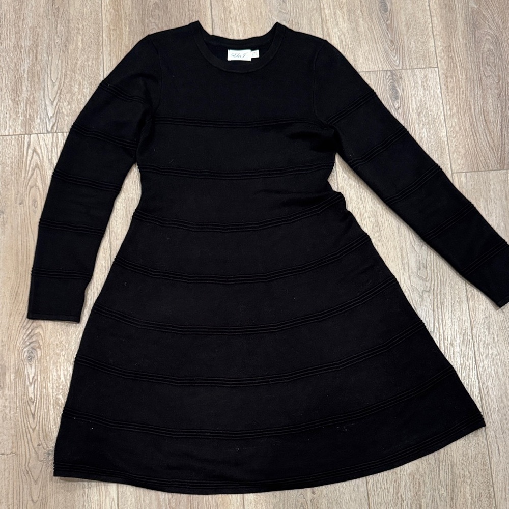 Eliza J Classic Black Knit Midi dress